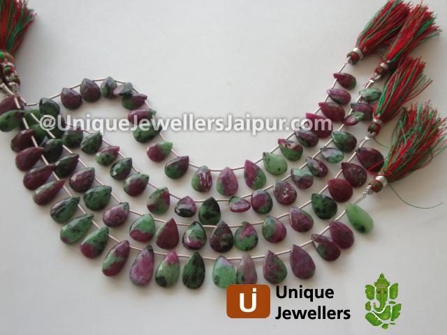 Ruby Zoisite Faceted Pear Beads